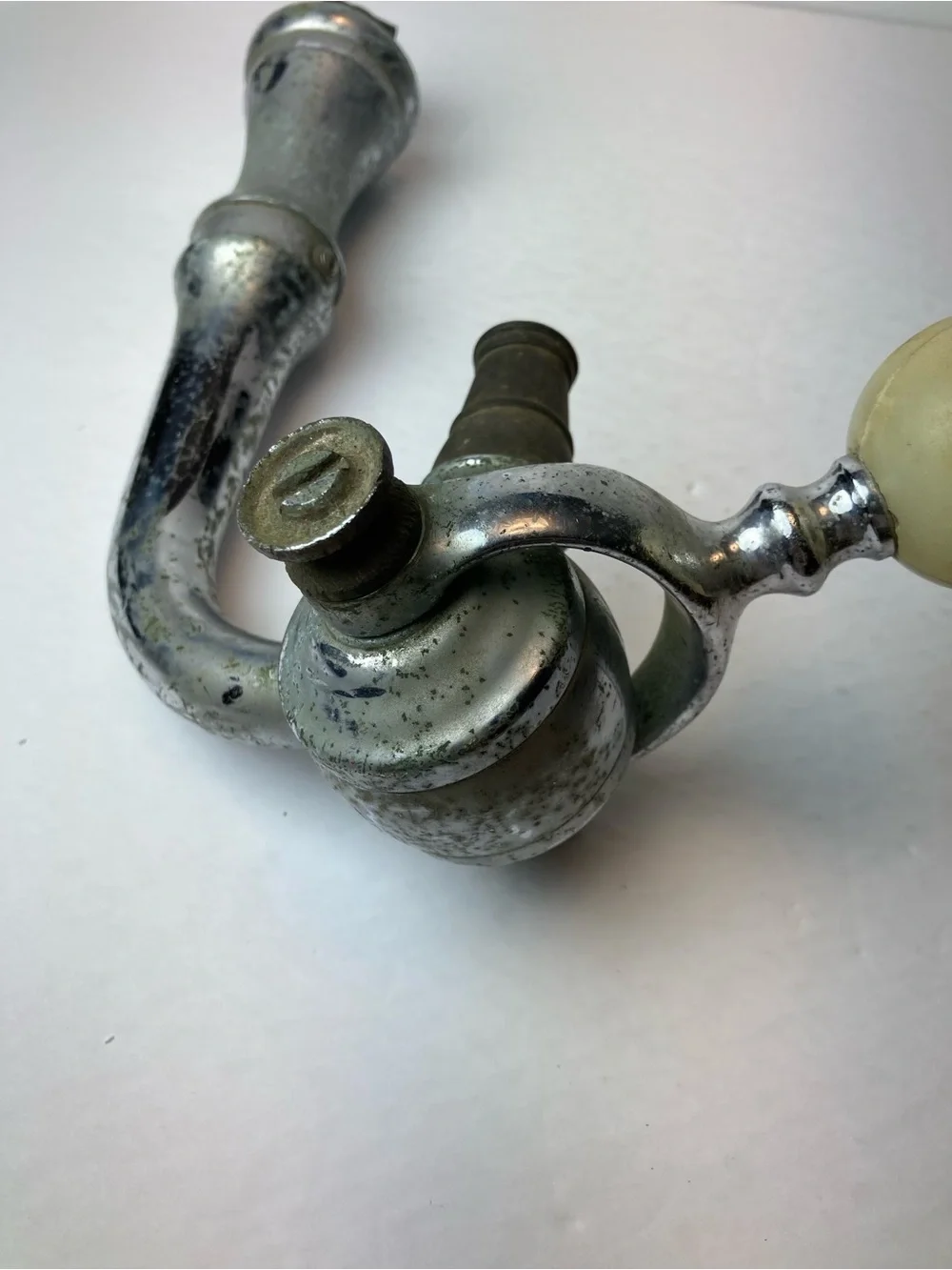 Antique Soda Jerk Gooseneck Draft Fountain Handle With Marble Knob / Spout Head